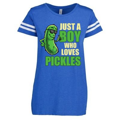 Just A Boy Who Loves Pickles Funny Pickle Boy Enza Ladies Jersey Football T-Shirt