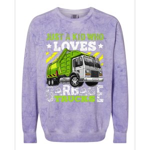 Just A Boy Who Loves Garbage Trucks Colorblast Crewneck Sweatshirt