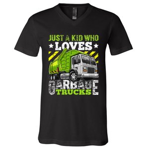 Just A Boy Who Loves Garbage Trucks V-Neck T-Shirt