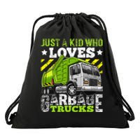 Just A Boy Who Loves Garbage Trucks Drawstring Bag