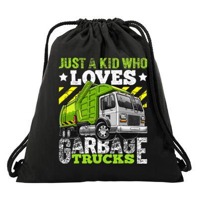 Just A Boy Who Loves Garbage Trucks Drawstring Bag