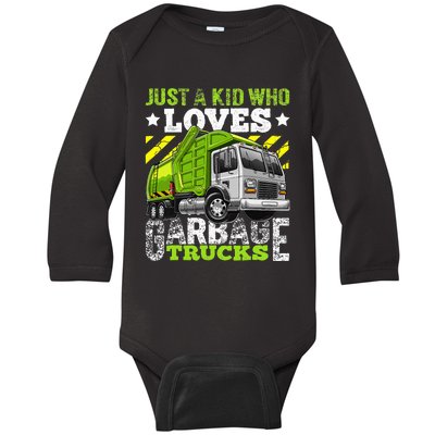 Just A Boy Who Loves Garbage Trucks Baby Long Sleeve Bodysuit