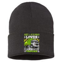 Just A Boy Who Loves Garbage Trucks Sustainable Knit Beanie