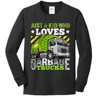 Just A Boy Who Loves Garbage Trucks Kids Long Sleeve Shirt