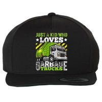 Just A Boy Who Loves Garbage Trucks Wool Snapback Cap