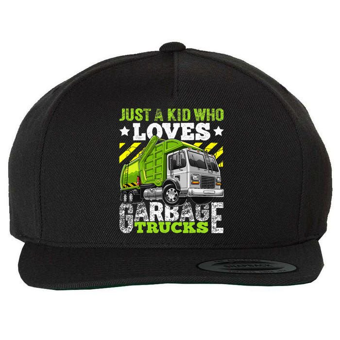 Just A Boy Who Loves Garbage Trucks Wool Snapback Cap