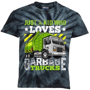 Just A Boy Who Loves Garbage Trucks Kids Tie-Dye T-Shirt