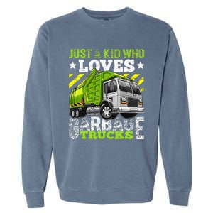 Just A Boy Who Loves Garbage Trucks Garment-Dyed Sweatshirt