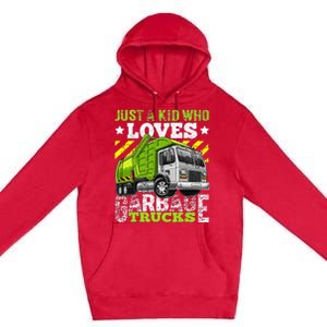 Just A Boy Who Loves Garbage Trucks Premium Pullover Hoodie