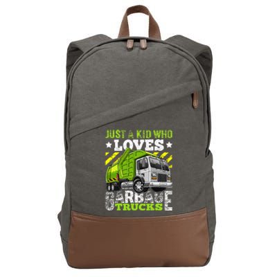 Just A Boy Who Loves Garbage Trucks Cotton Canvas Backpack