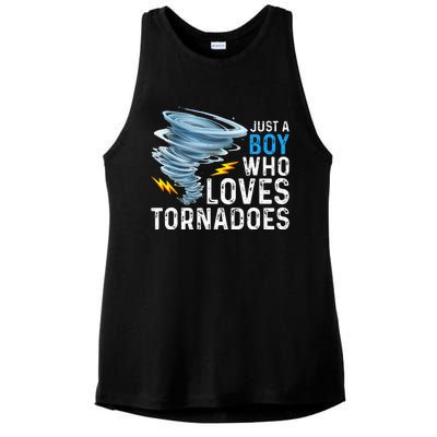 Just A Boy Who Loves Tornadoes Storm Weather Chaser Ladies PosiCharge Tri-Blend Wicking Tank