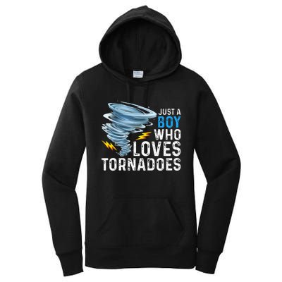 Just A Boy Who Loves Tornadoes Storm Weather Chaser Women's Pullover Hoodie