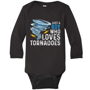 Just A Boy Who Loves Tornadoes Storm Weather Chaser Baby Long Sleeve Bodysuit