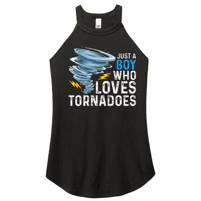 Just A Boy Who Loves Tornadoes Storm Weather Chaser Women’s Perfect Tri Rocker Tank