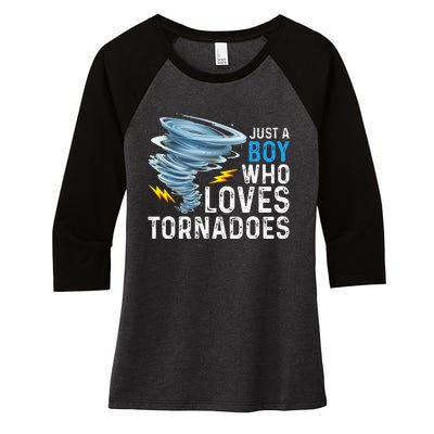 Just A Boy Who Loves Tornadoes Storm Weather Chaser Women's Tri-Blend 3/4-Sleeve Raglan Shirt