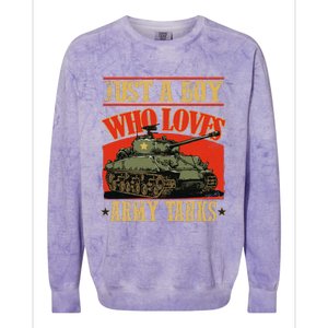 Just A Boy Who Loves Army Tanks Colorblast Crewneck Sweatshirt