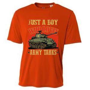 Just A Boy Who Loves Army Tanks Cooling Performance Crew T-Shirt