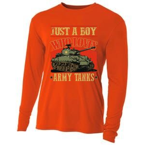 Just A Boy Who Loves Army Tanks Cooling Performance Long Sleeve Crew