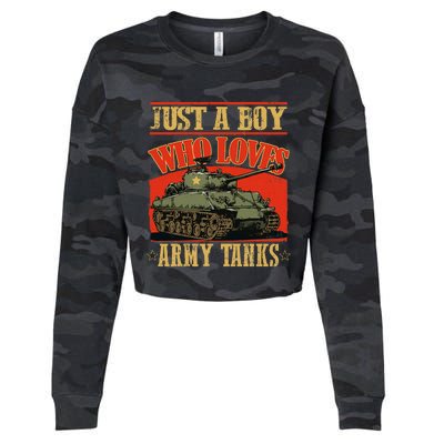 Just A Boy Who Loves Army Tanks Cropped Pullover Crew