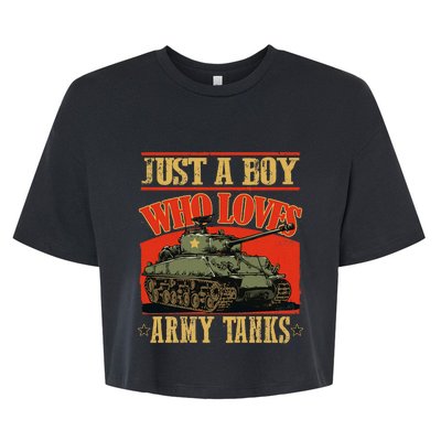 Just A Boy Who Loves Army Tanks Bella+Canvas Jersey Crop Tee