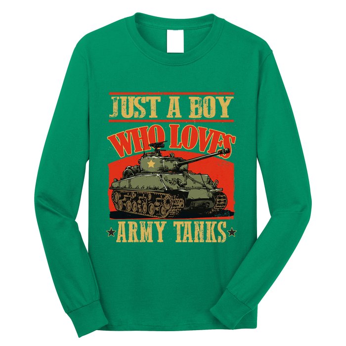 Just A Boy Who Loves Army Tanks Long Sleeve Shirt