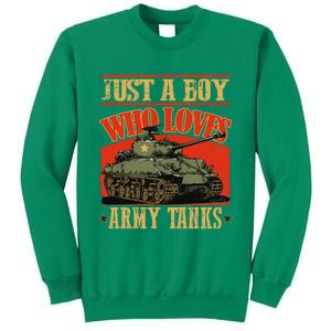 Just A Boy Who Loves Army Tanks Sweatshirt