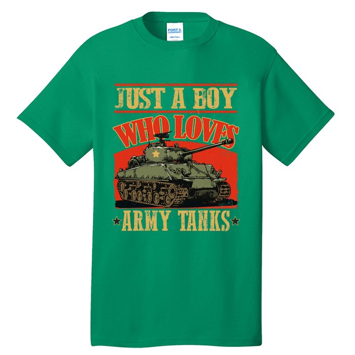 Just A Boy Who Loves Army Tanks Tall T-Shirt