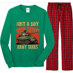 Just A Boy Who Loves Army Tanks Long Sleeve Pajama Set