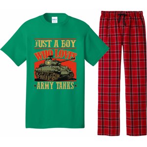 Just A Boy Who Loves Army Tanks Pajama Set