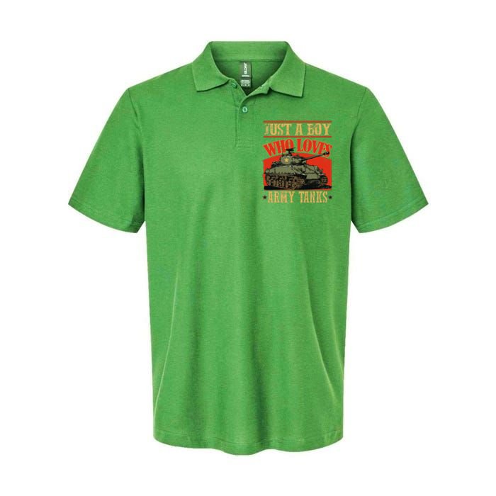 Just A Boy Who Loves Army Tanks Softstyle Adult Sport Polo