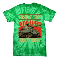 Just A Boy Who Loves Army Tanks Tie-Dye T-Shirt