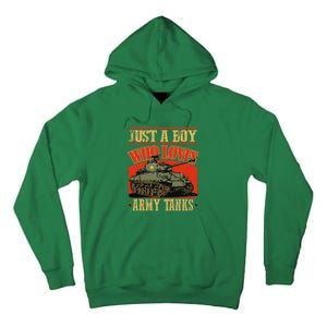 Just A Boy Who Loves Army Tanks Tall Hoodie