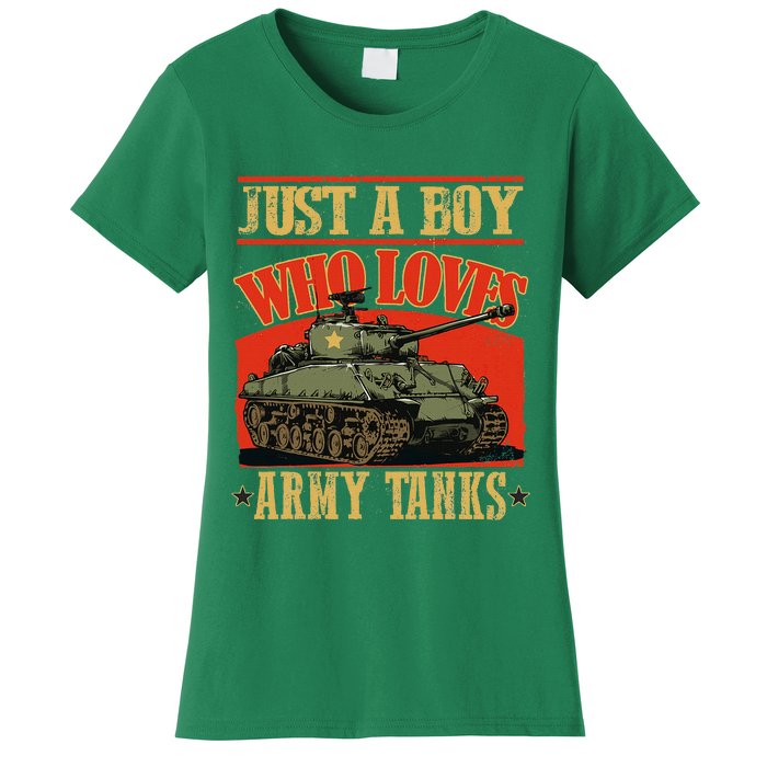 Just A Boy Who Loves Army Tanks Women's T-Shirt