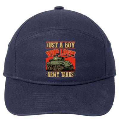 Just A Boy Who Loves Army Tanks 7-Panel Snapback Hat