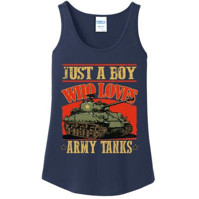 Just A Boy Who Loves Army Tanks Ladies Essential Tank