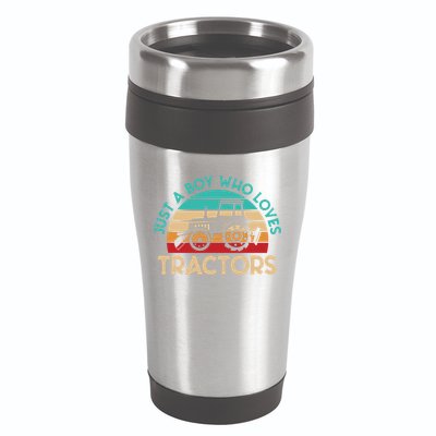 Just A Boy Who Loves Tractors Farmer Gift 16oz Travel Tumbler