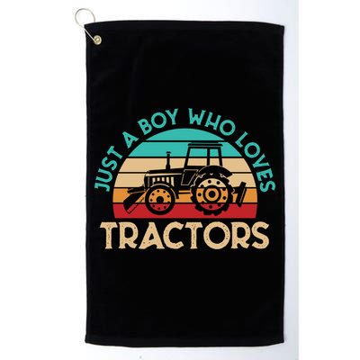 Just A Boy Who Loves Tractors Farmer Gift Golf Towel