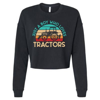 Just A Boy Who Loves Tractors Farmer Gift Cropped Pullover Crew
