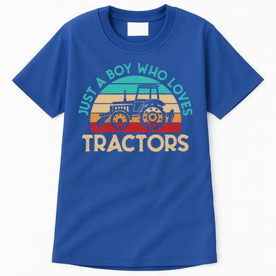 Just A Boy Who Loves Tractors Farmer Gift Tall T-Shirt