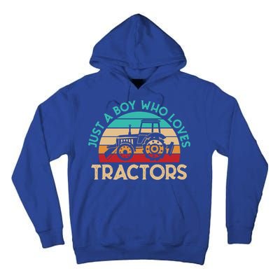 Just A Boy Who Loves Tractors Farmer Gift Tall Hoodie
