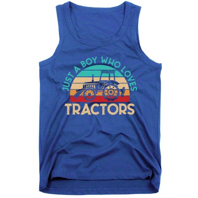 Just A Boy Who Loves Tractors Farmer Gift Tank Top