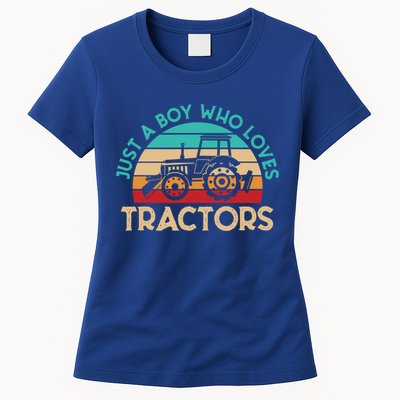 Just A Boy Who Loves Tractors Farmer Gift Womens T-Shirt
