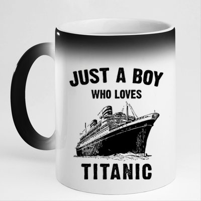 Just A Boy Who Loves Titanic 11oz Black Color Changing Mug