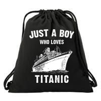 Just A Boy Who Loves Titanic Drawstring Bag