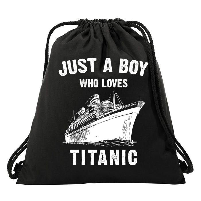 Just A Boy Who Loves Titanic Drawstring Bag