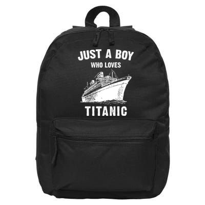 Just A Boy Who Loves Titanic 16 in Basic Backpack