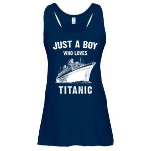 Just A Boy Who Loves Titanic Ladies Essential Flowy Tank