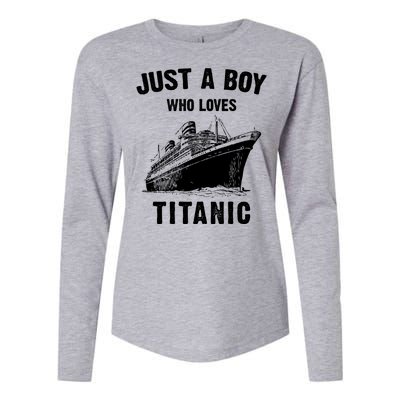 Just A Boy Who Loves Titanic Womens Cotton Relaxed Long Sleeve T-Shirt