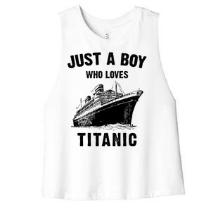 Just A Boy Who Loves Titanic Women's Racerback Cropped Tank