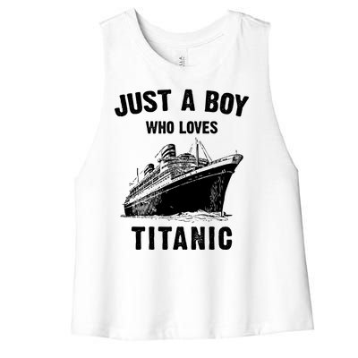 Just A Boy Who Loves Titanic Women's Racerback Cropped Tank